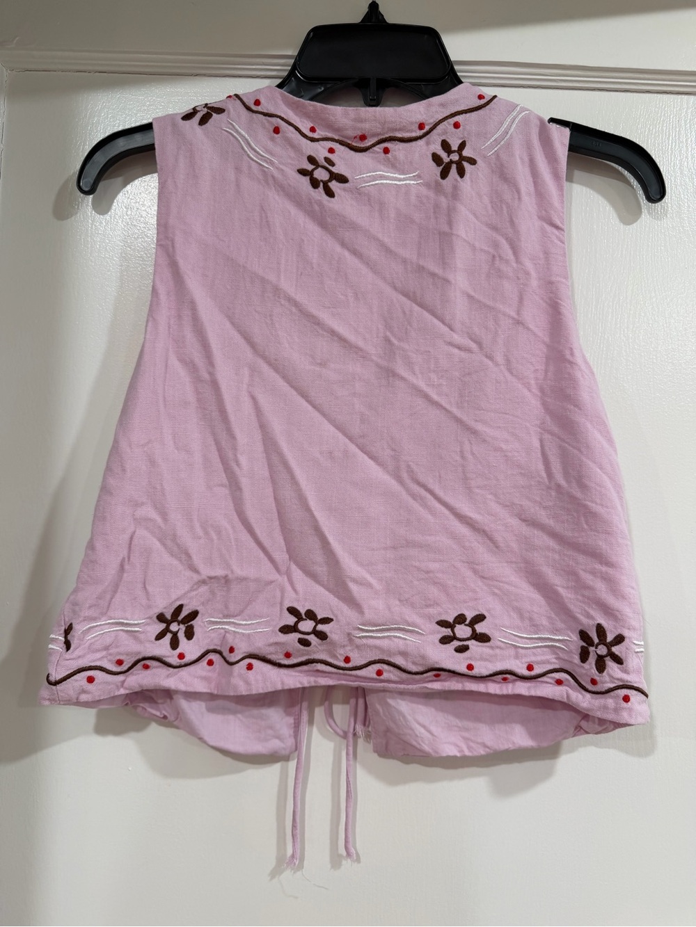 Princess Polly Light Pink Embroidered Tie-Front Tank - Picture 8 of 9